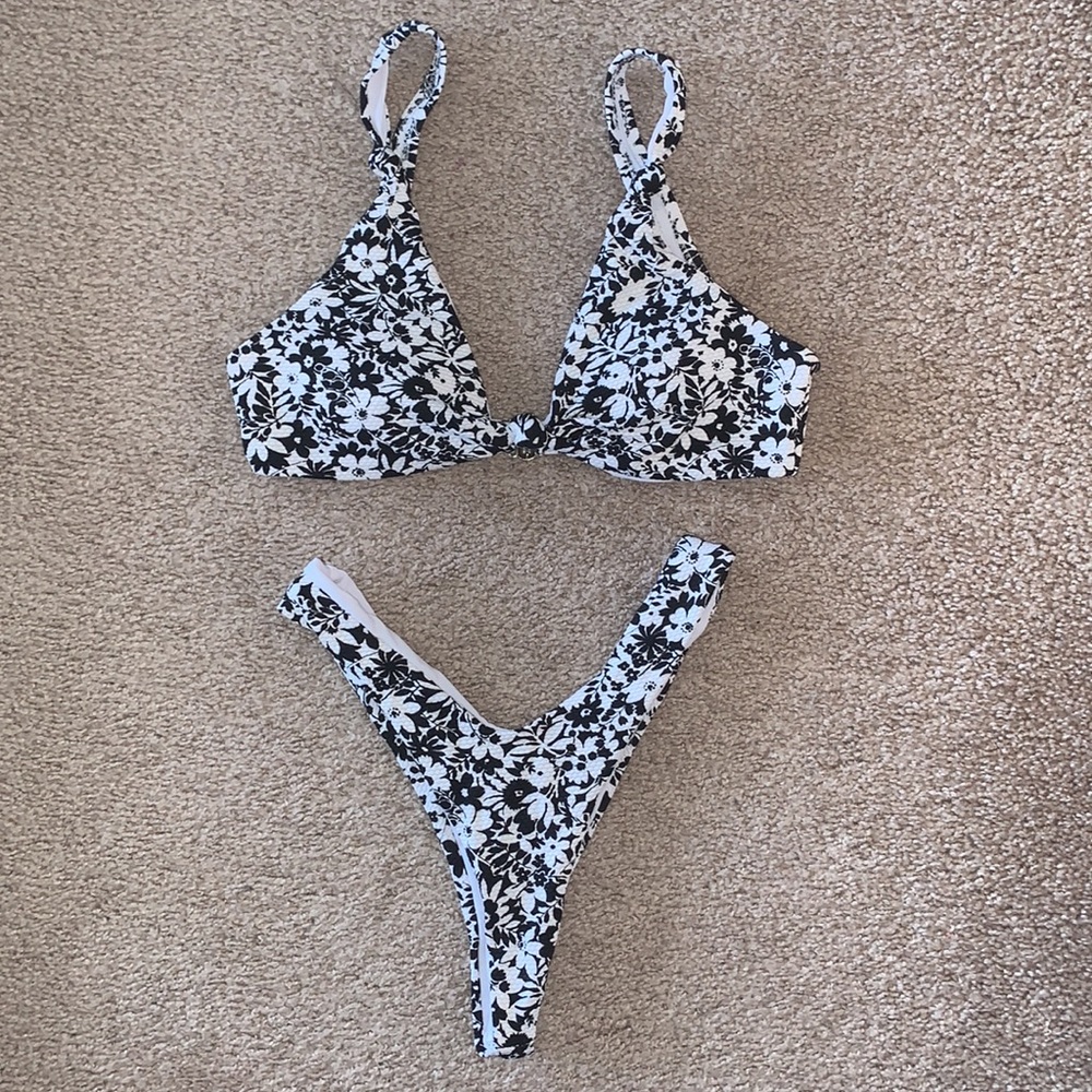Black & White Floral Bikini Set
